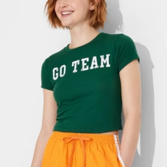 Wild Fable "Go Team" Women's Short Sleeve Graphic T-Shirt . Green. Size 2X. New. - Picture 1 of 9